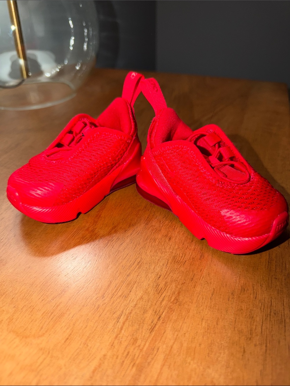 All red. Size 3C Toddler Nike air max 270.